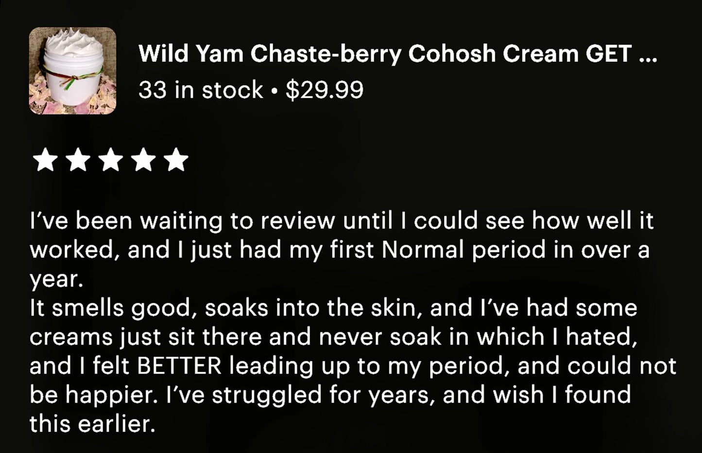 Wild Yam High Potency Hormone Support Cream GET BALANCED Get Relief 4.75 fl oz Dbl Infused Black Cohosh Chaste Berry Lina's Custom Blend