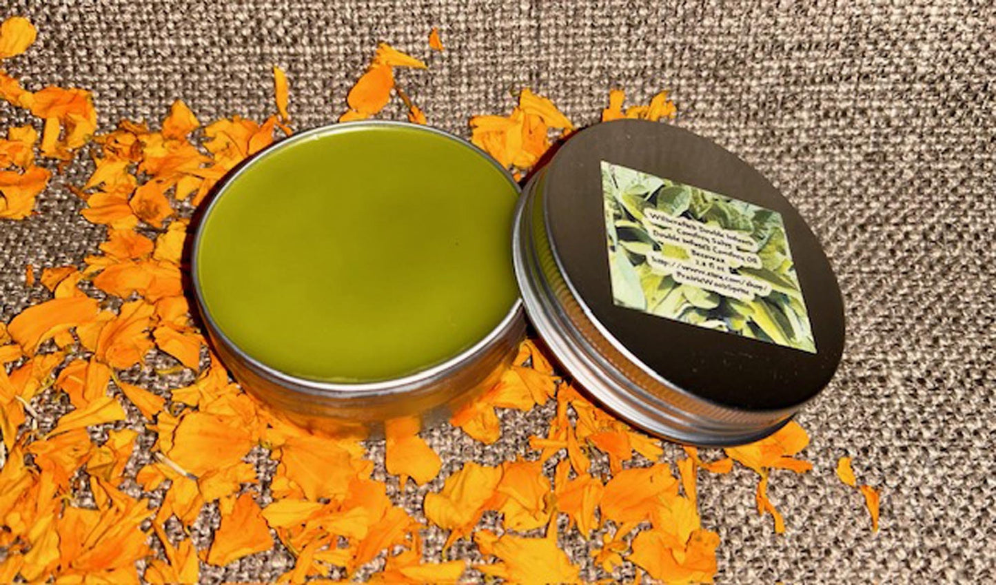 PURE Comfrey Plantain Tamanu Calendula Salve - Carnauba Wax - ORGANIC - Vegan - 9 Sizes Choice -PrairieWoodSprite