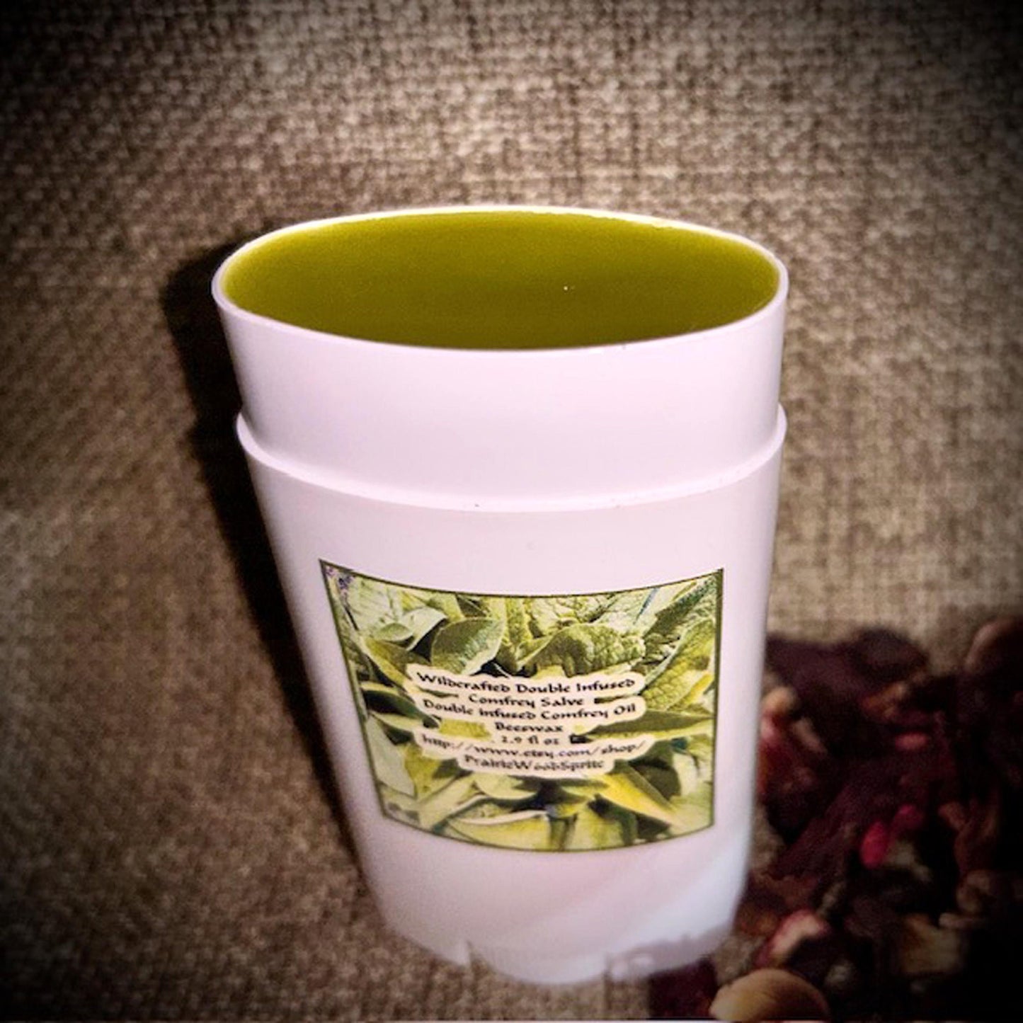 PURE Comfrey Salve Comfort Stick - Beeswax - ORGANIC Boneknit - Boneknitter -Allantoin w Blossoms Leaves Stalks Roots - Quadruple Infused